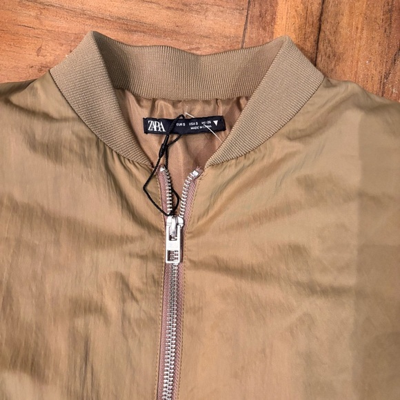 NWOT Zara Mini SHORT BOMBER DRESS,  in Olive/Tan, Small, Jacket, - Picture 11 of 15